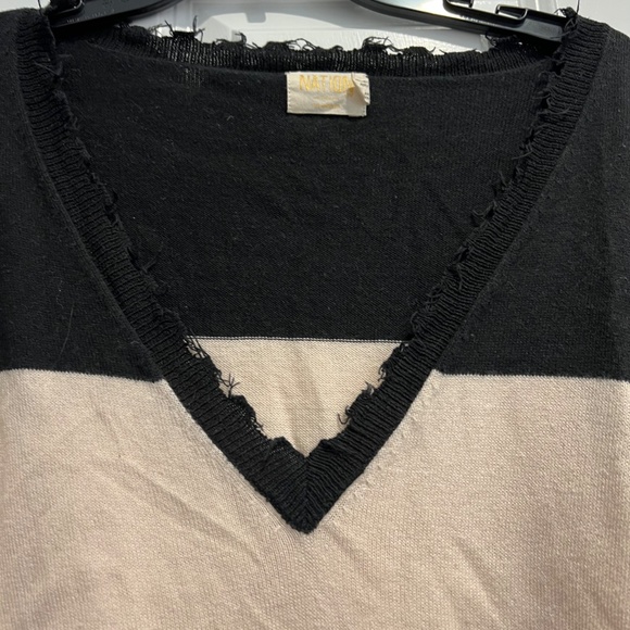 Nation LTD Alpaca Blend Jolie Deep V Color Block Sweater Womens Size XS - Picture 4 of 10